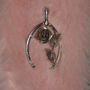 Silver Rose with Petals Brooch Pin